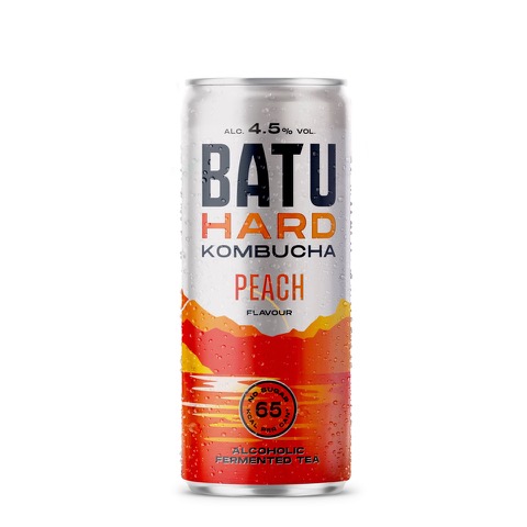 BATU Hard Kombucha met perzik en citroen, trendy zomerdrankje van 2026