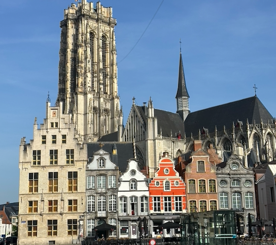 De historische gebouwen op de grote markt van Mechelen